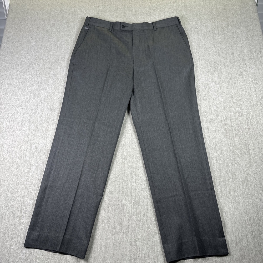 Park Avenue Trousers Men 36x28 Gray Wool Blend Flat Front Straight Leg Business